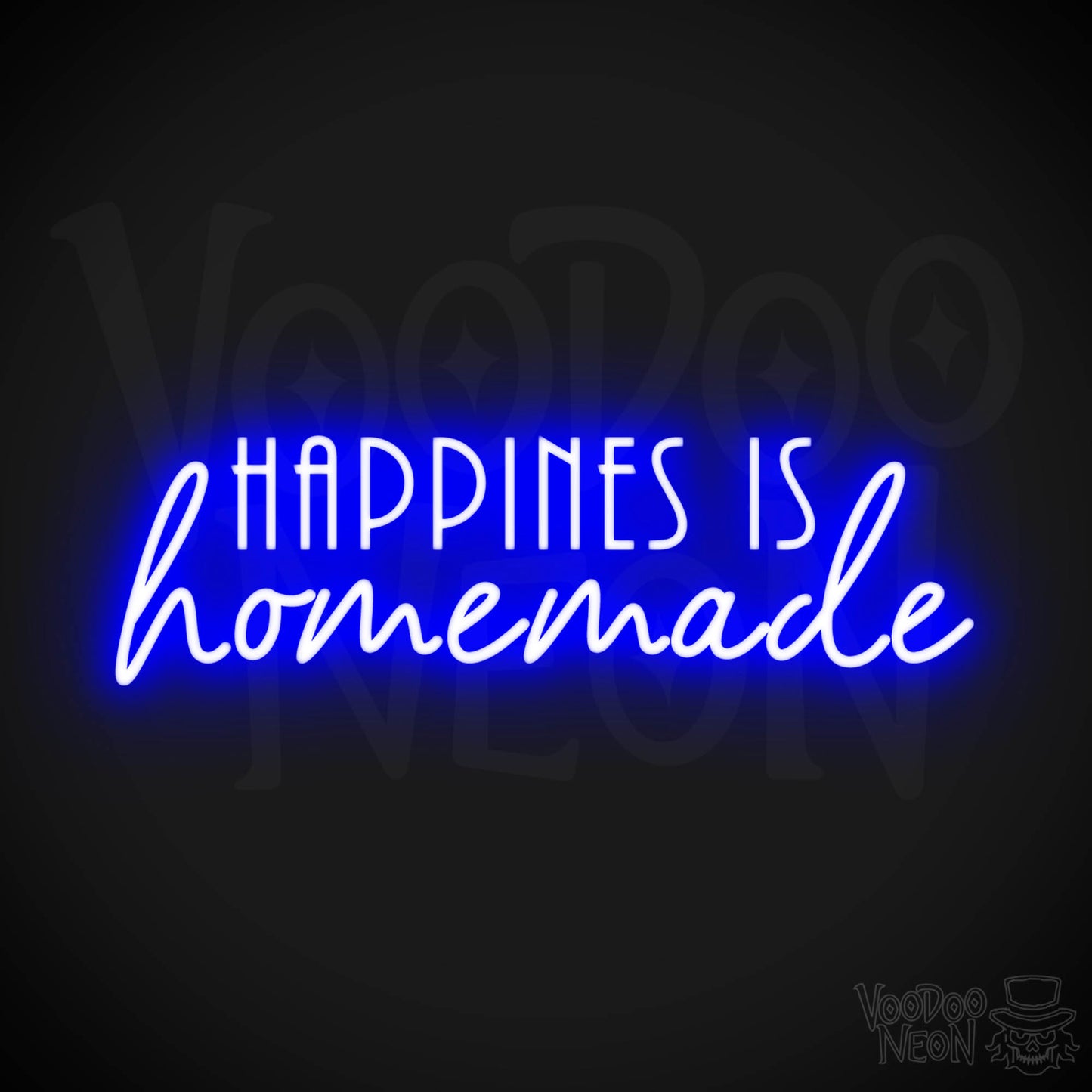 Happiness Is Homemade Neon Sign - Neon Happiness Is Homemade Sign - LED Wall Art - Color Dark Blue