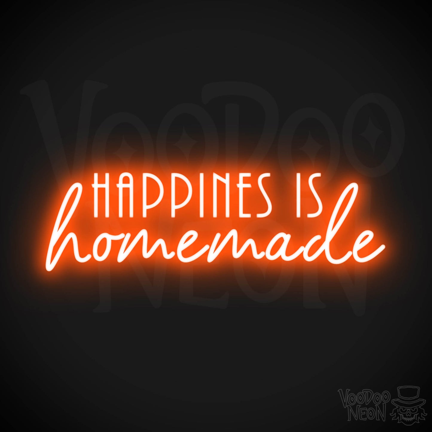 Happiness Is Homemade Neon Sign - Neon Happiness Is Homemade Sign - LED Wall Art - Color Orange