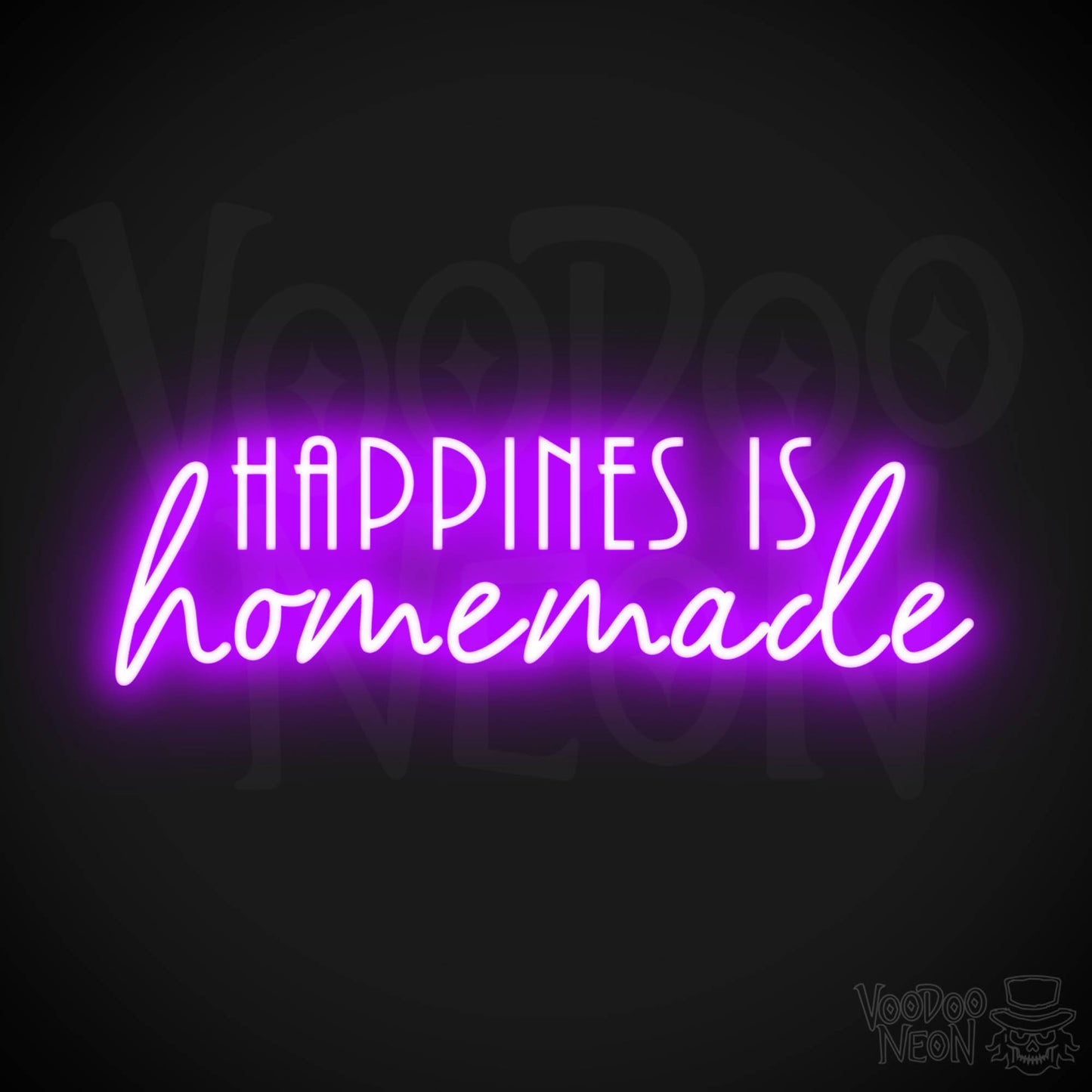 Happiness Is Homemade Neon Sign - Neon Happiness Is Homemade Sign - LED Wall Art - Color Purple