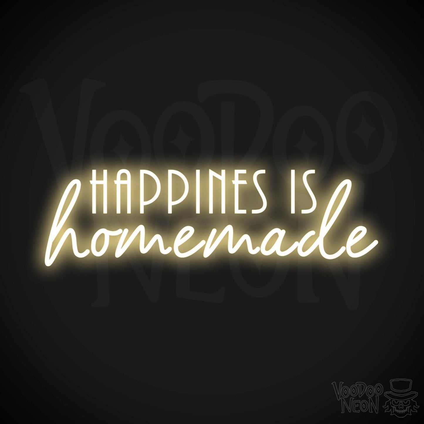 Happiness Is Homemade Neon Sign - Neon Happiness Is Homemade Sign - LED Wall Art - Color Warm White