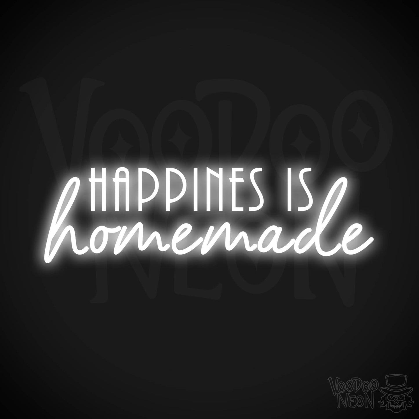 Happiness Is Homemade Neon Sign - Neon Happiness Is Homemade Sign - LED Wall Art - Color White