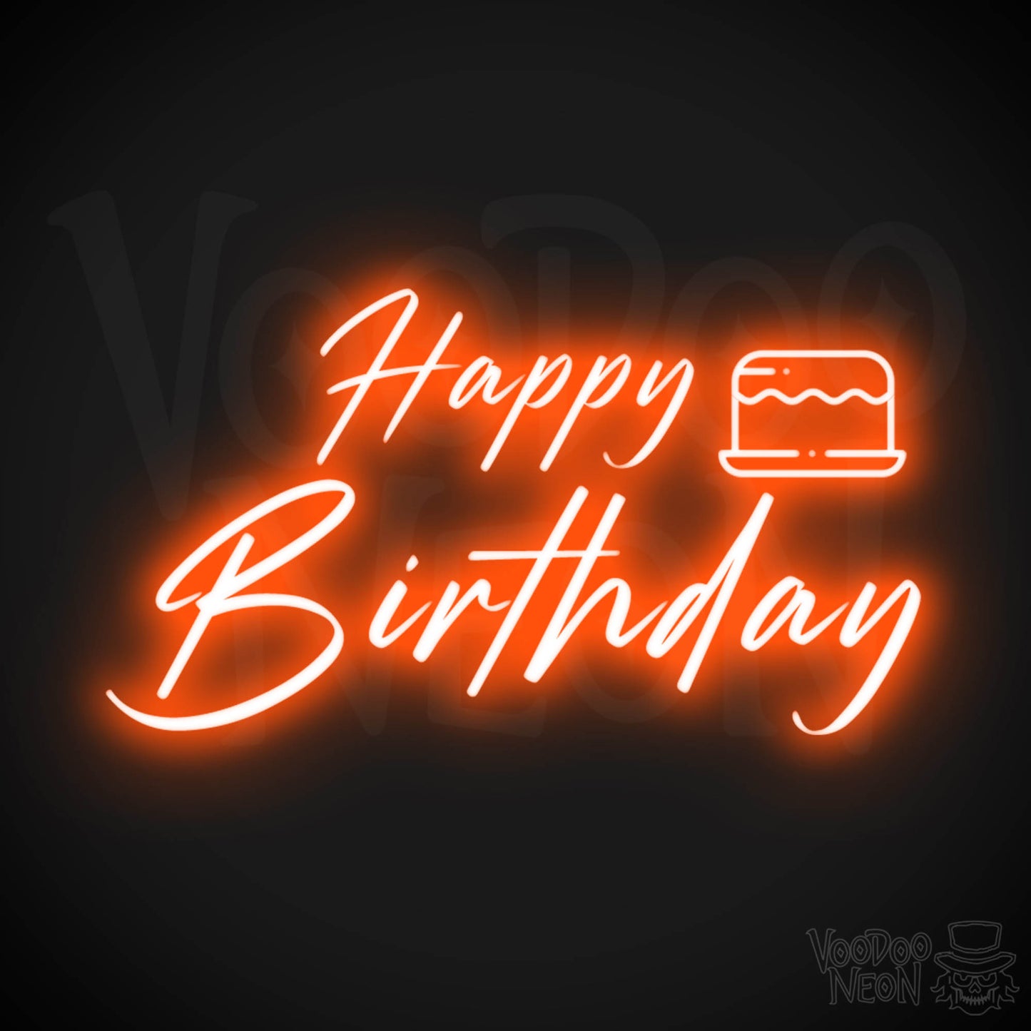 Happy Birthday Neon Sign - Neon Happy Birthday Sign - Color Orange