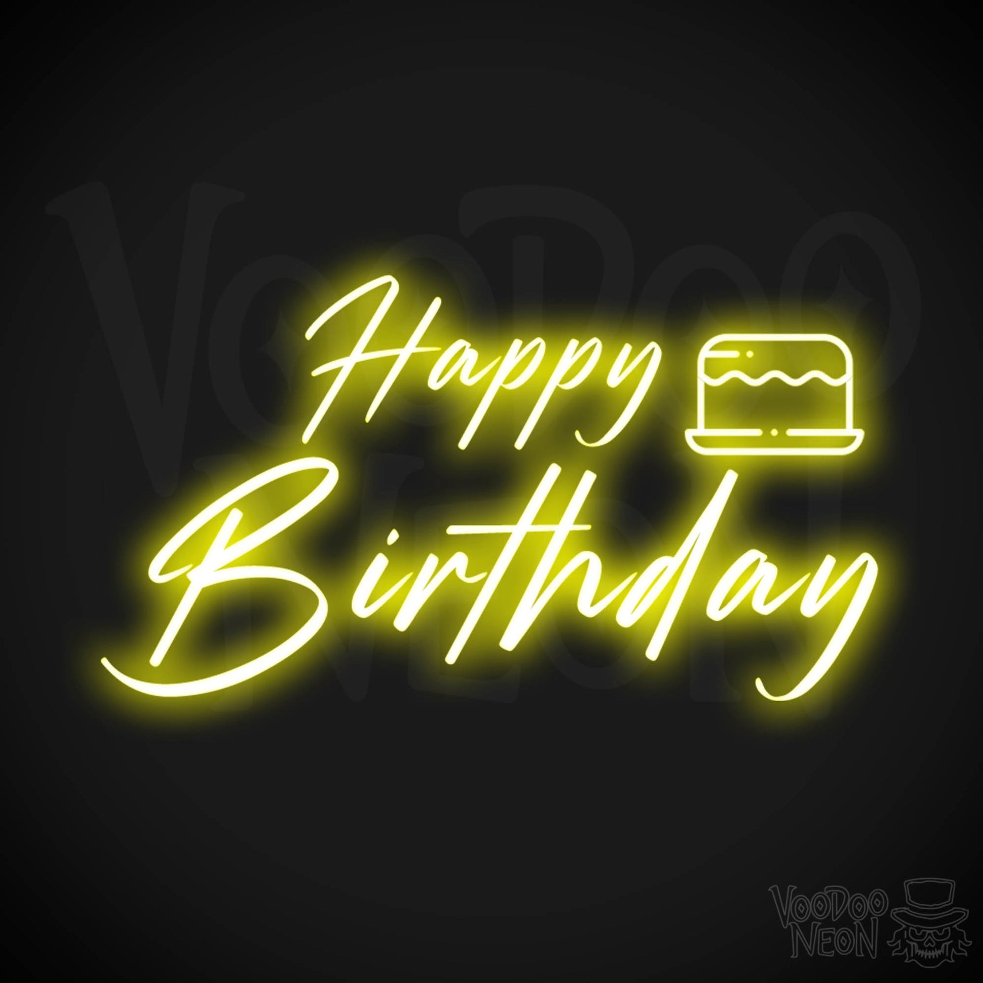 Happy Birthday Neon Sign - Neon Happy Birthday Sign - Color Yellow