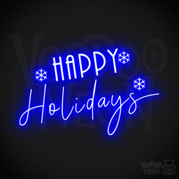 Happy Holidays Neon Sign - Neon Happy Holidays Sign - Festive Wall Art - Color Dark Blue