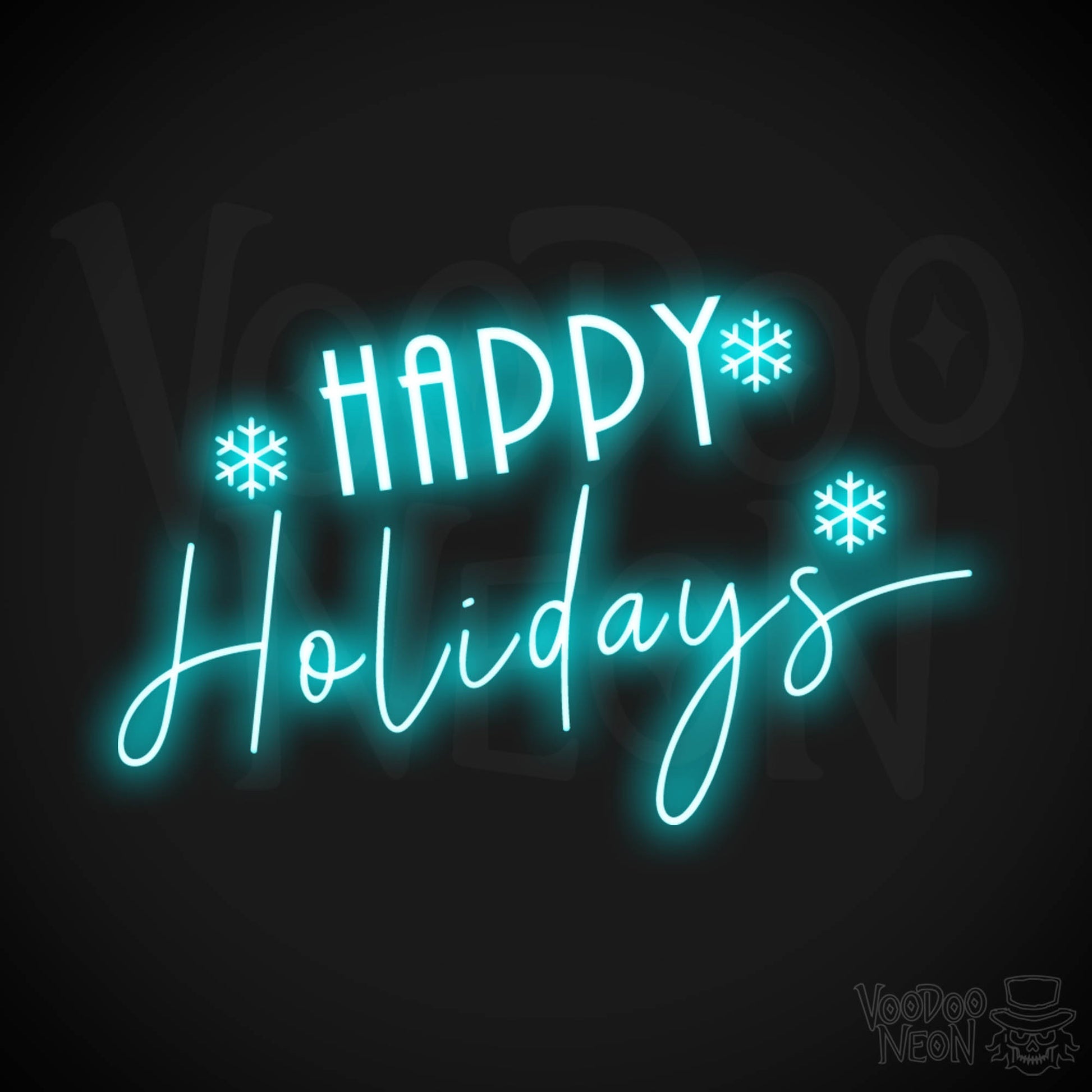 Happy Holidays Neon Sign - Neon Happy Holidays Sign - Festive Wall Art - Color Ice Blue