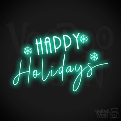 Happy Holidays Neon Sign - Neon Happy Holidays Sign - Festive Wall Art - Color Light Green