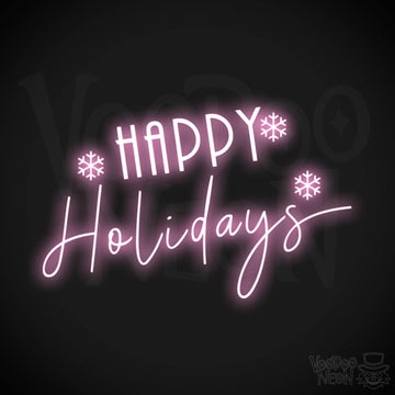 Happy Holidays Neon Sign - Neon Happy Holidays Sign - Festive Wall Art - Color Light Pink