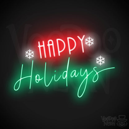 Happy Holidays Neon Sign - Neon Happy Holidays Sign - Festive Wall Art - Color Multi-Color