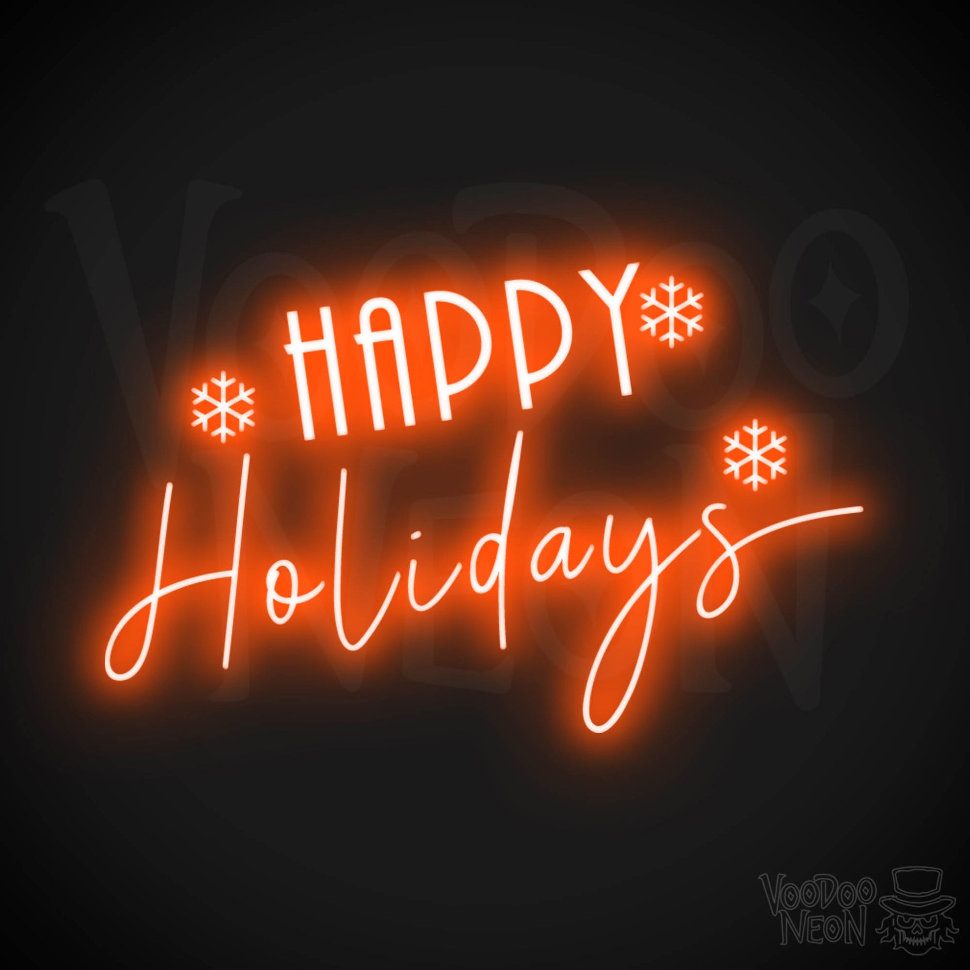Happy Holidays Neon Sign - Neon Happy Holidays Sign - Festive Wall Art - Color Orange