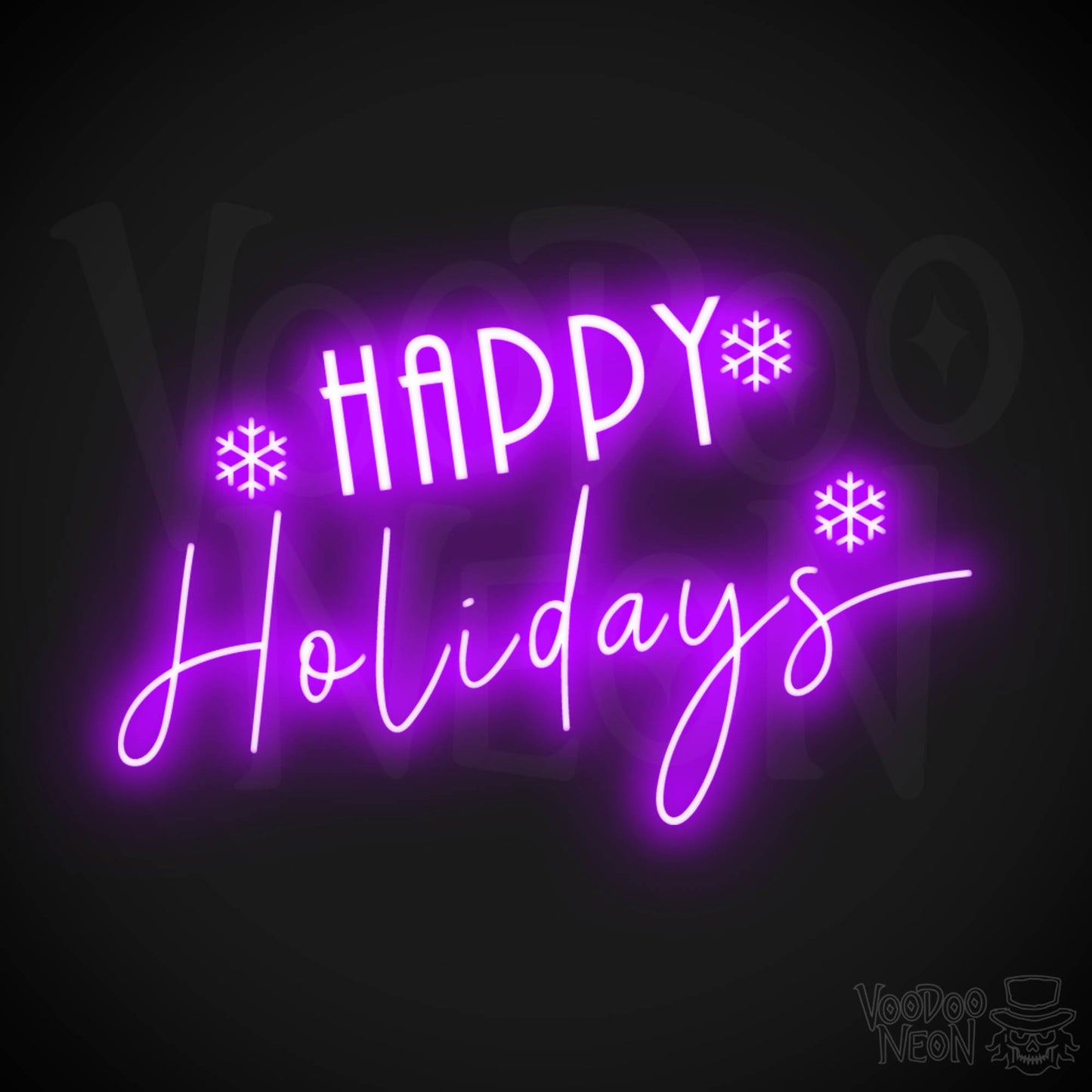 Happy Holidays Neon Sign - Neon Happy Holidays Sign - Festive Wall Art - Color Purple