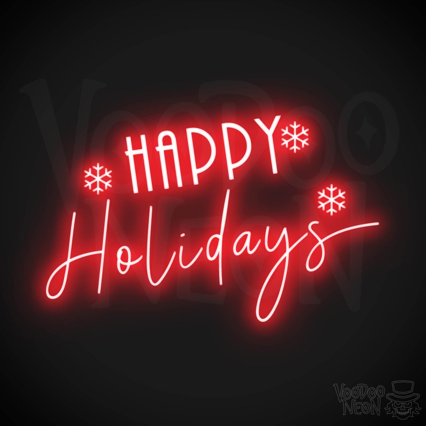 Happy Holidays Neon Sign - Neon Happy Holidays Sign - Festive Wall Art - Color Red