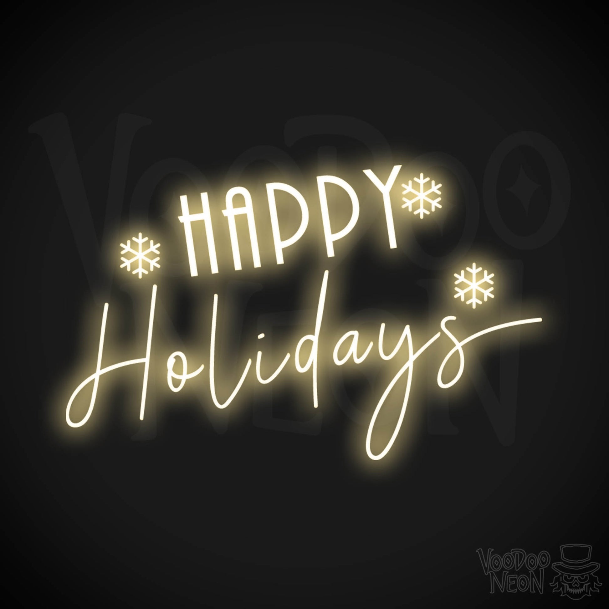 Happy Holidays Neon Sign - Neon Happy Holidays Sign - Festive Wall Art - Color Warm White