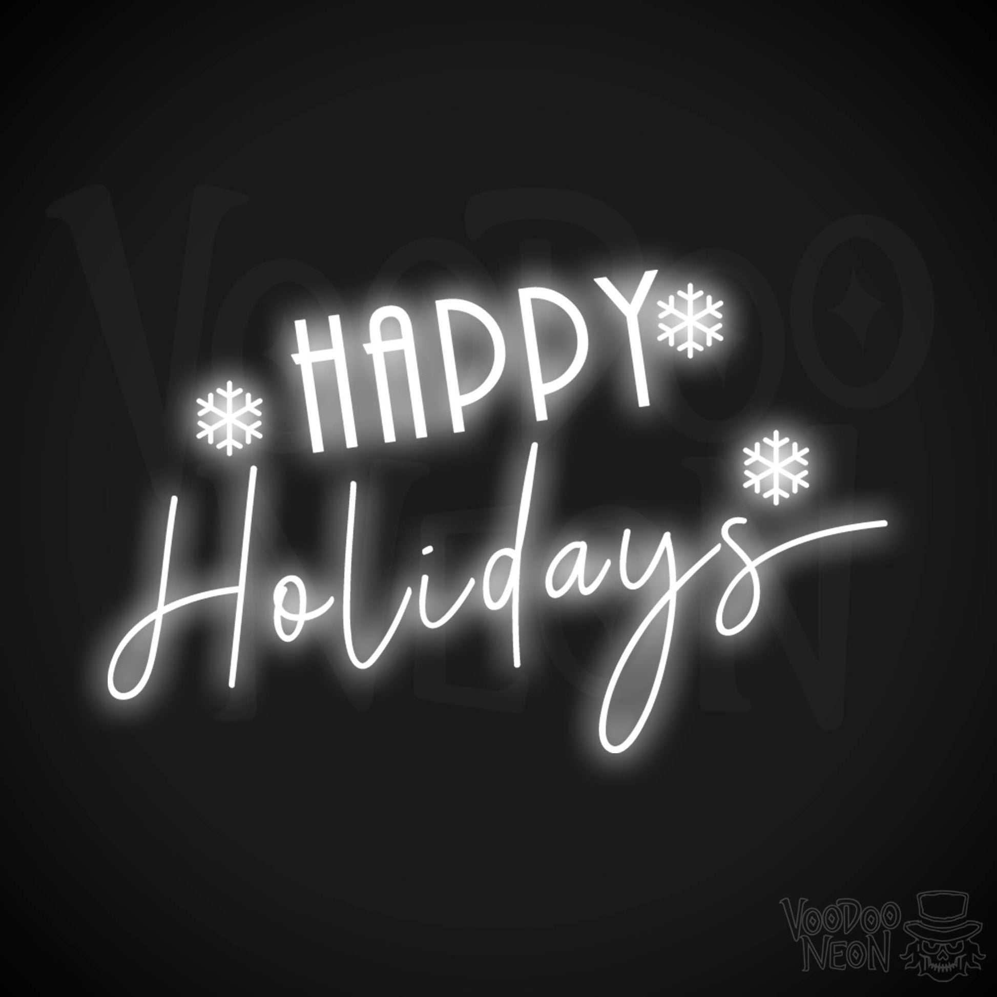 Happy Holidays Neon Sign - Neon Happy Holidays Sign - Festive Wall Art - Color White