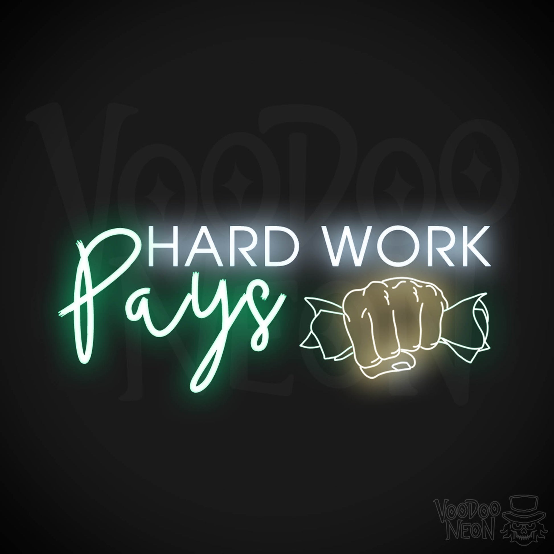 Hard Work Pays Neon Sign - LED Neon Wall Art - Color Multi-Color
