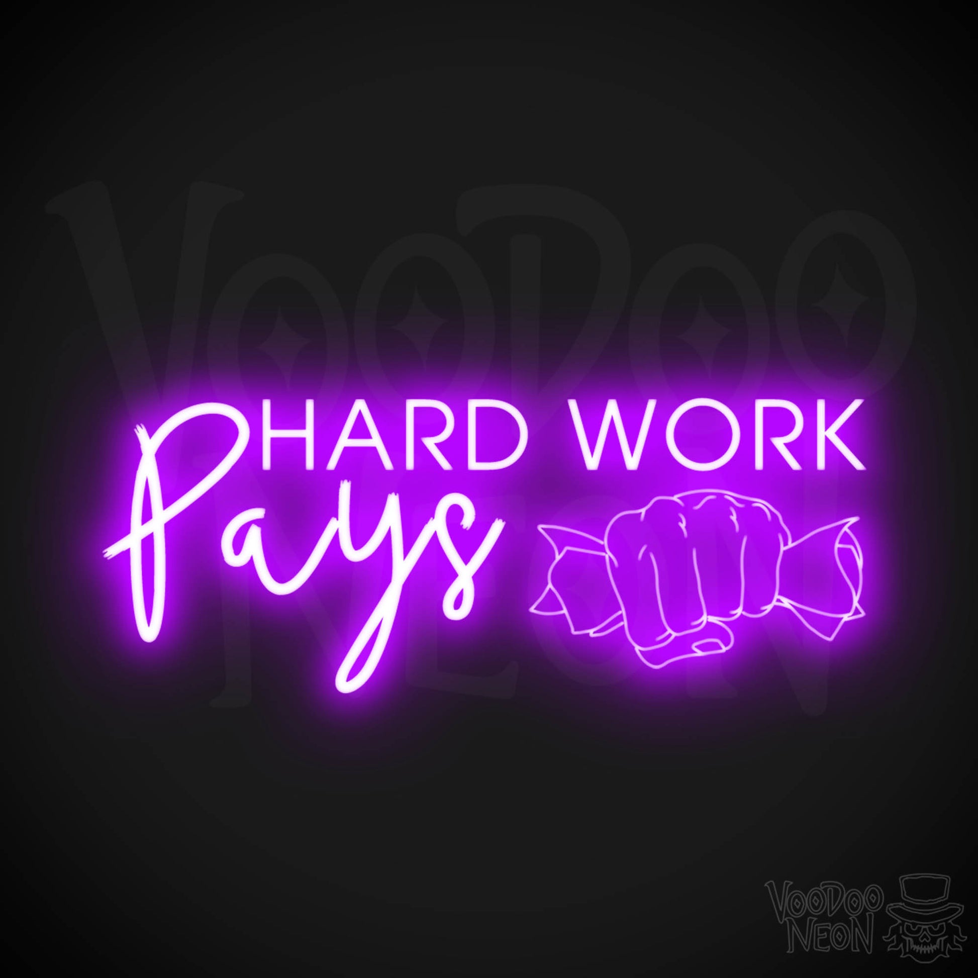 Hard Work Pays Neon Sign - LED Neon Wall Art - Color Purple