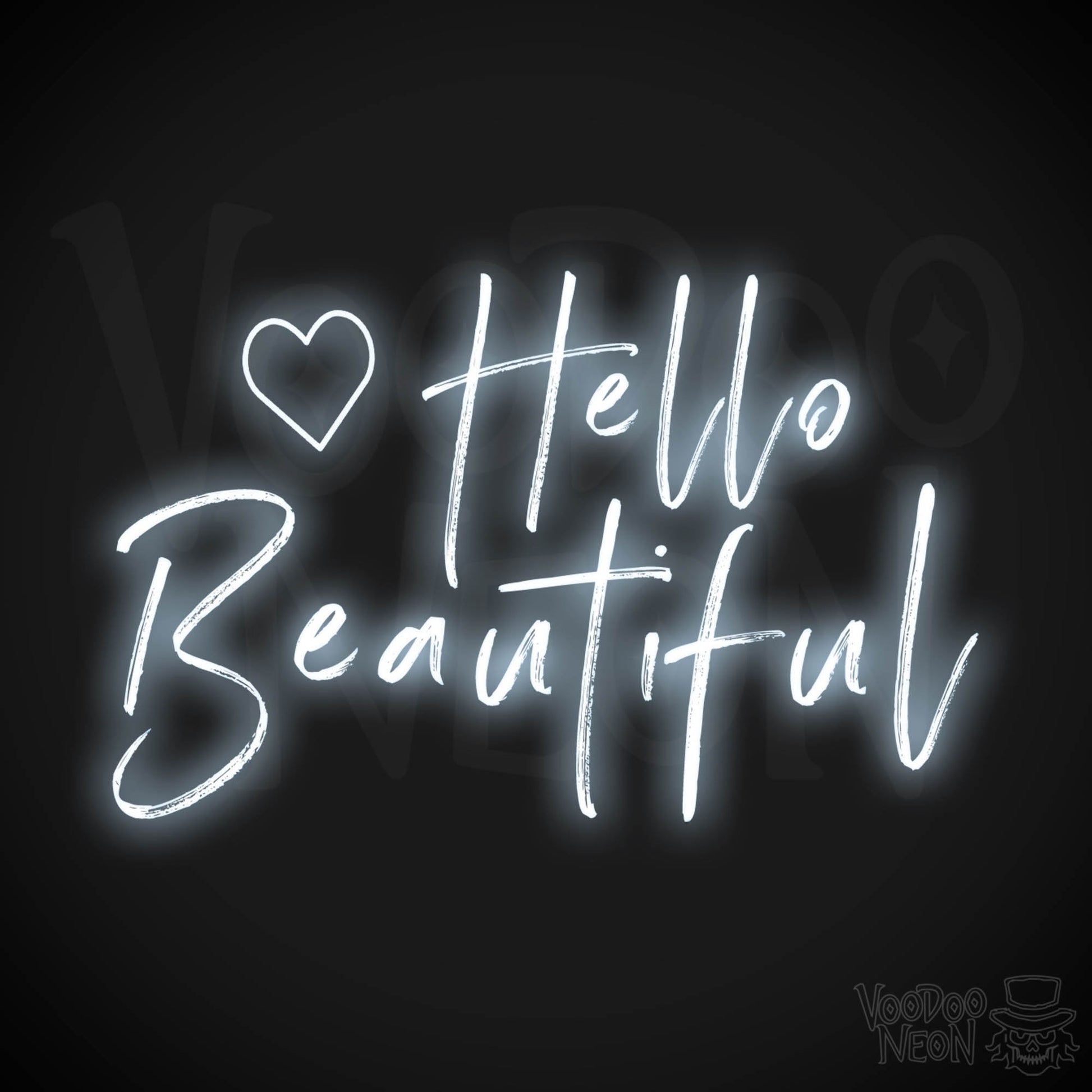 Hello Beautiful Neon Sign - Neon Hello Beautiful Wall Art - Color Cool White