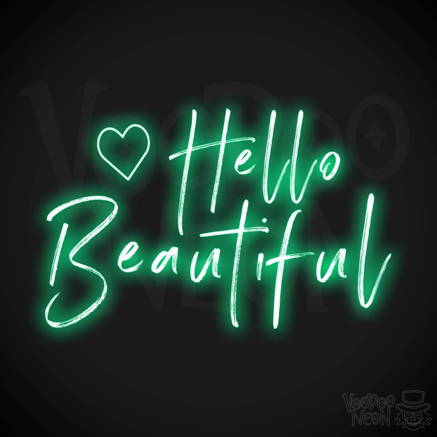 Hello Beautiful Neon Sign - Neon Hello Beautiful Wall Art - Color Green