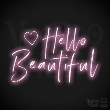 Hello Beautiful Neon Sign - Neon Hello Beautiful Wall Art - Color Light Pink