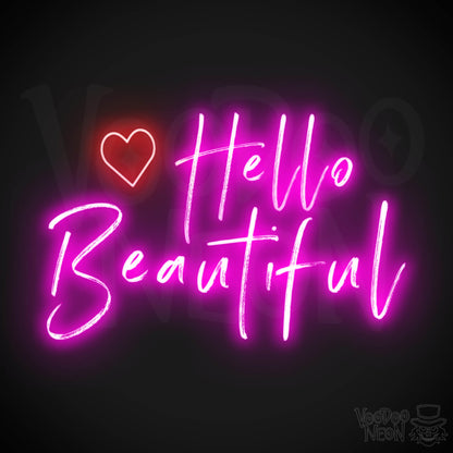 Hello Beautiful Neon Sign - Neon Hello Beautiful Wall Art - Color Multi-Color