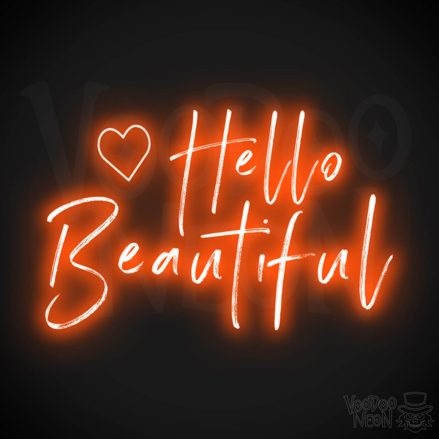 Hello Beautiful Neon Sign - Neon Hello Beautiful Wall Art - Color Orange