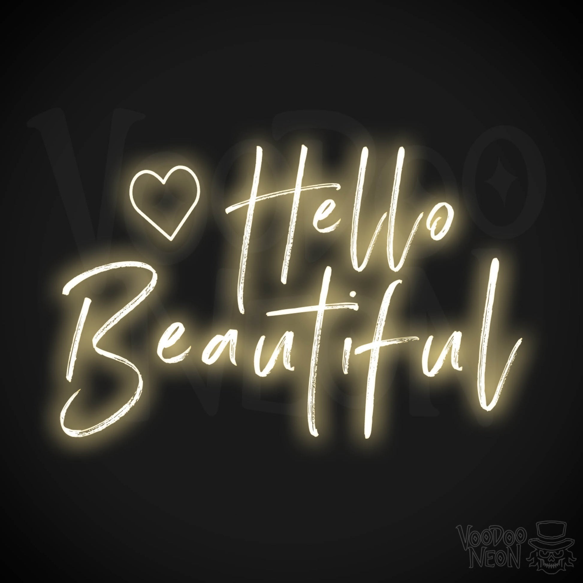 Hello Beautiful Neon Sign - Neon Hello Beautiful Wall Art - Color Warm White