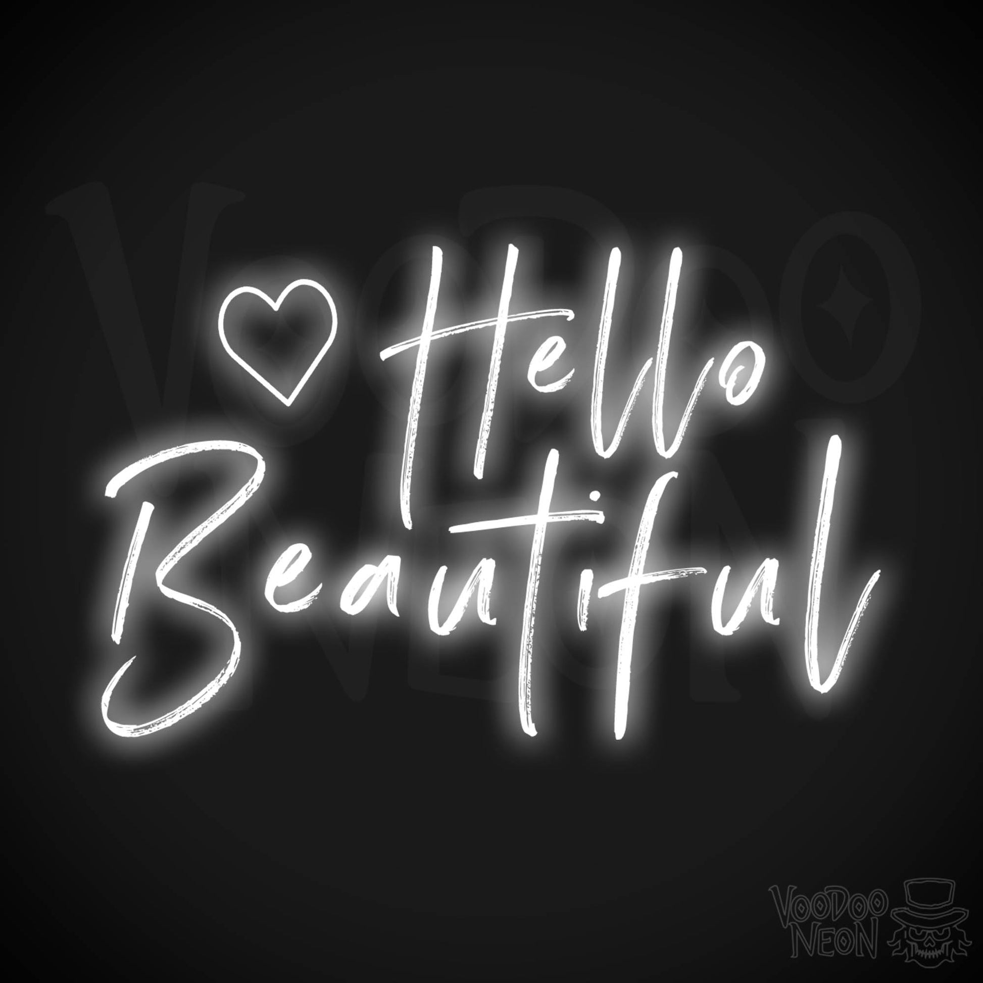 Hello Beautiful Neon Sign - Neon Hello Beautiful Wall Art - Color White