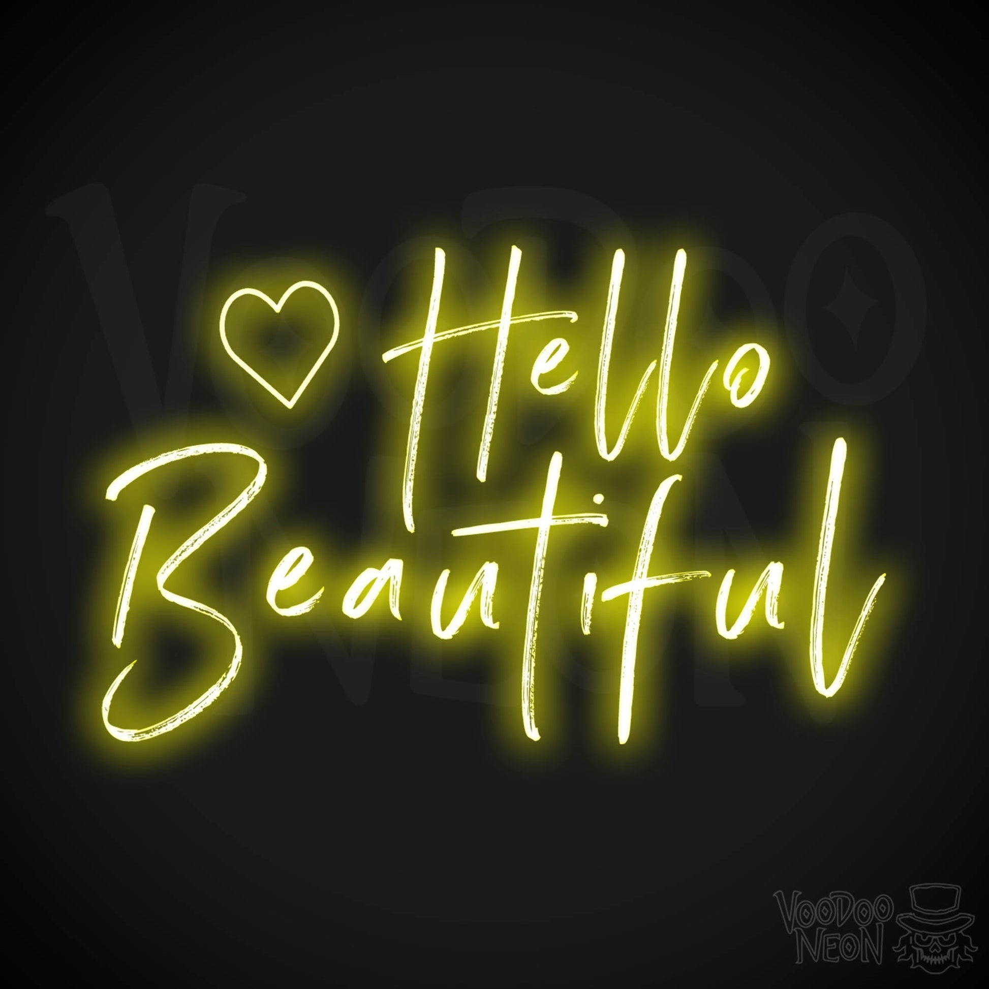 Hello Beautiful Neon Sign - Neon Hello Beautiful Wall Art - Color Yellow