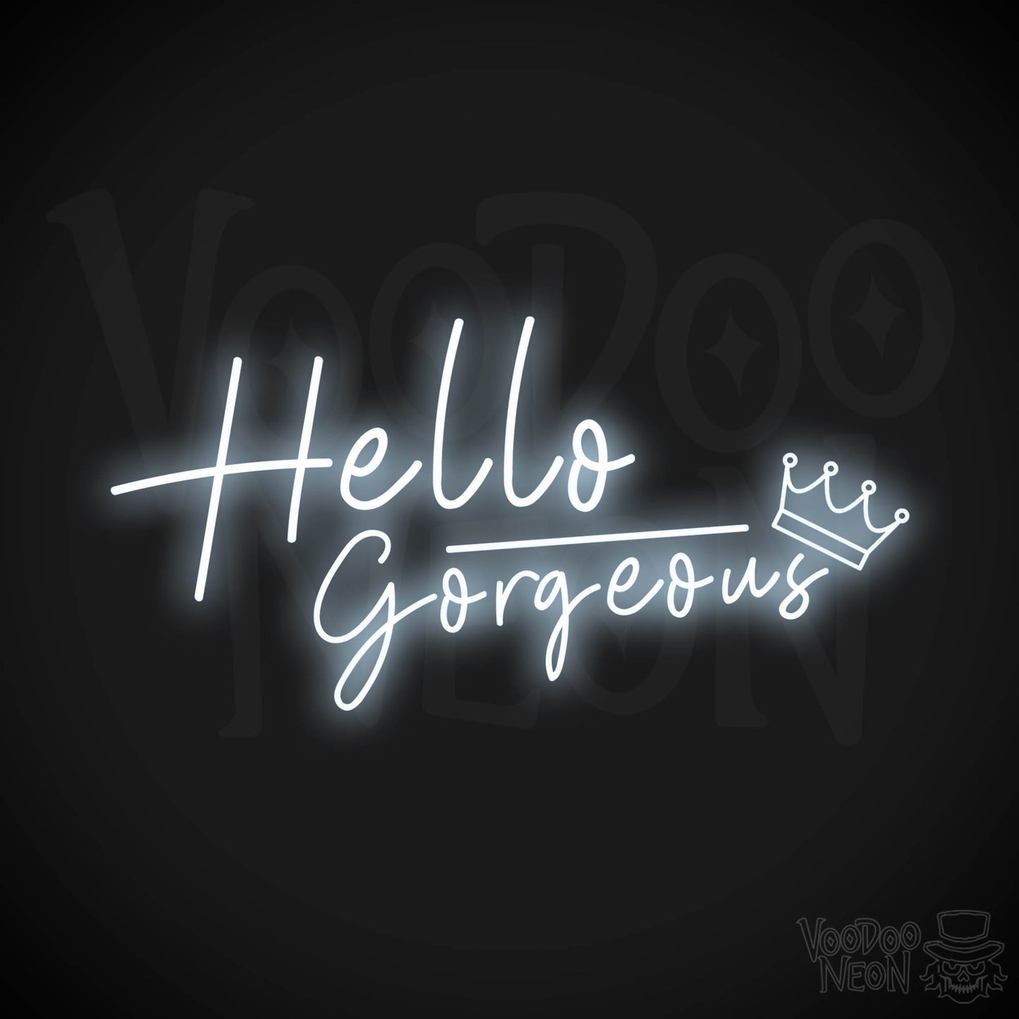 Hello Gorgeous Neon Sign - Neon Hello Gorgeous Wall Art - Color Cool White