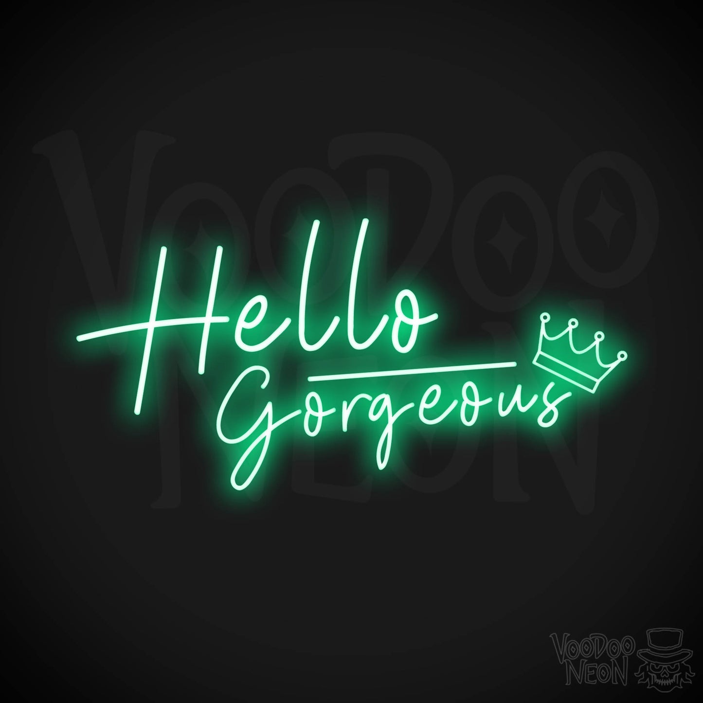 Hello Gorgeous Neon Sign - Neon Hello Gorgeous Wall Art - Color Green