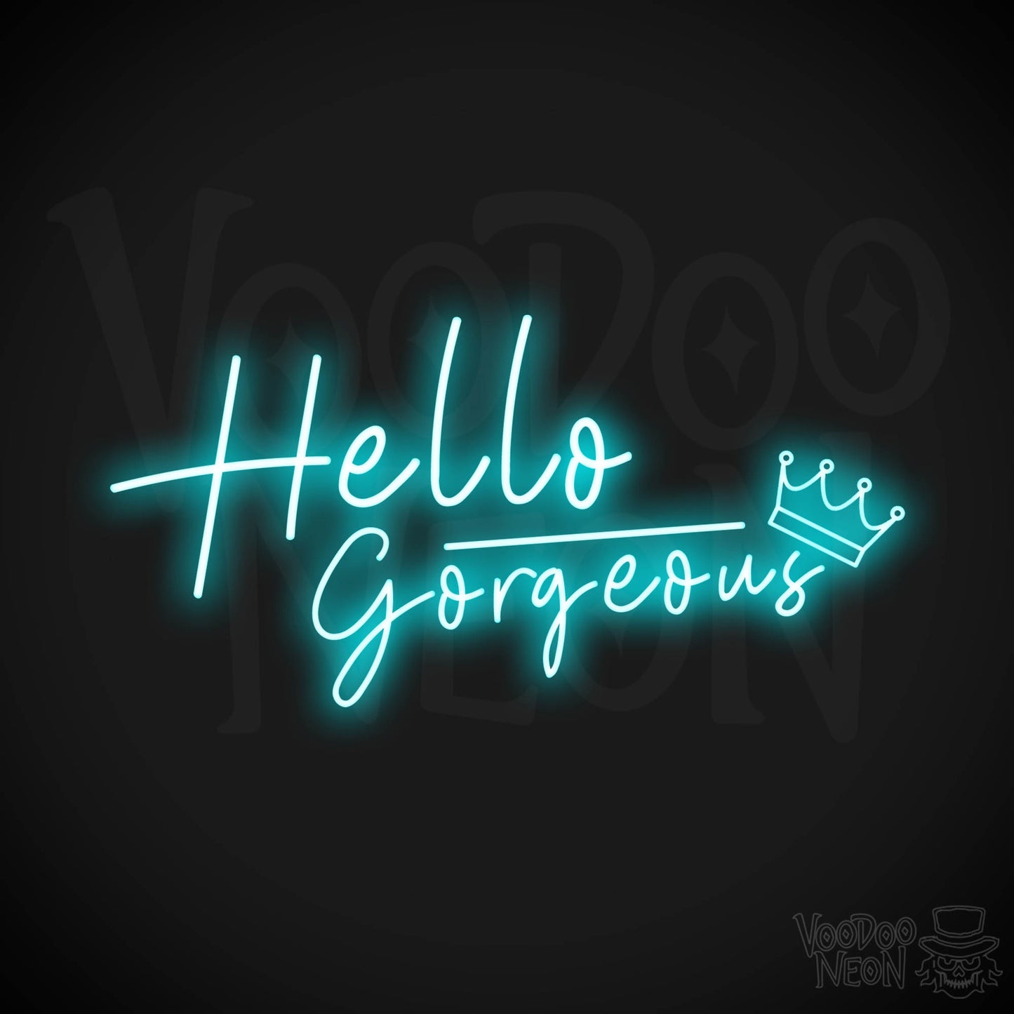 Hello Gorgeous Neon Sign - Neon Hello Gorgeous Wall Art - Color Ice Blue