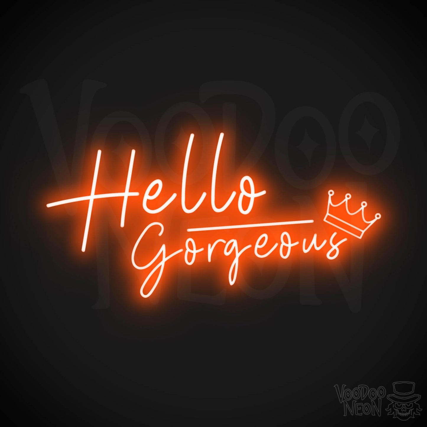 Hello Gorgeous Neon Sign - Neon Hello Gorgeous Wall Art - Color Orange