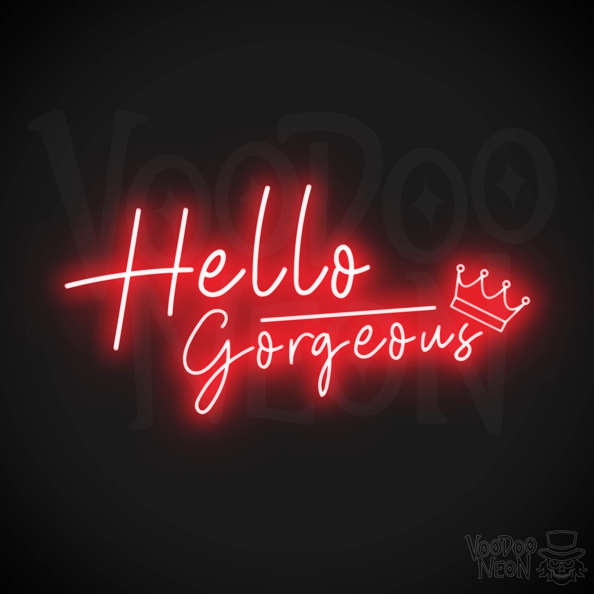 Hello Gorgeous Neon Sign - Neon Hello Gorgeous Wall Art - Color Red