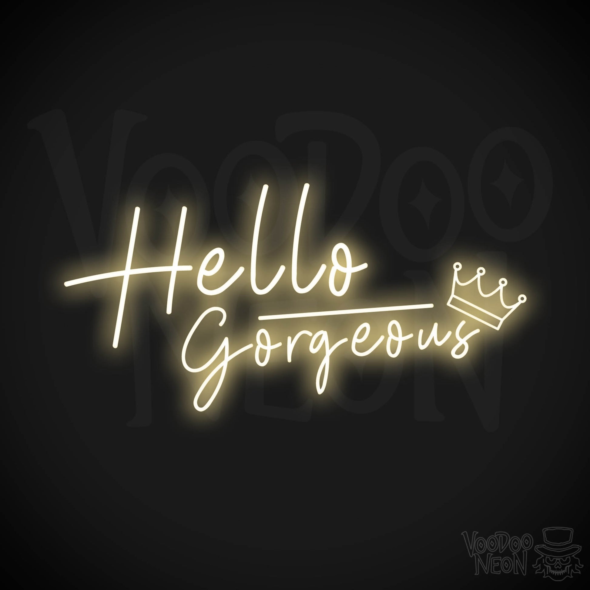 Hello Gorgeous Neon Sign - Neon Hello Gorgeous Wall Art - Color Warm White