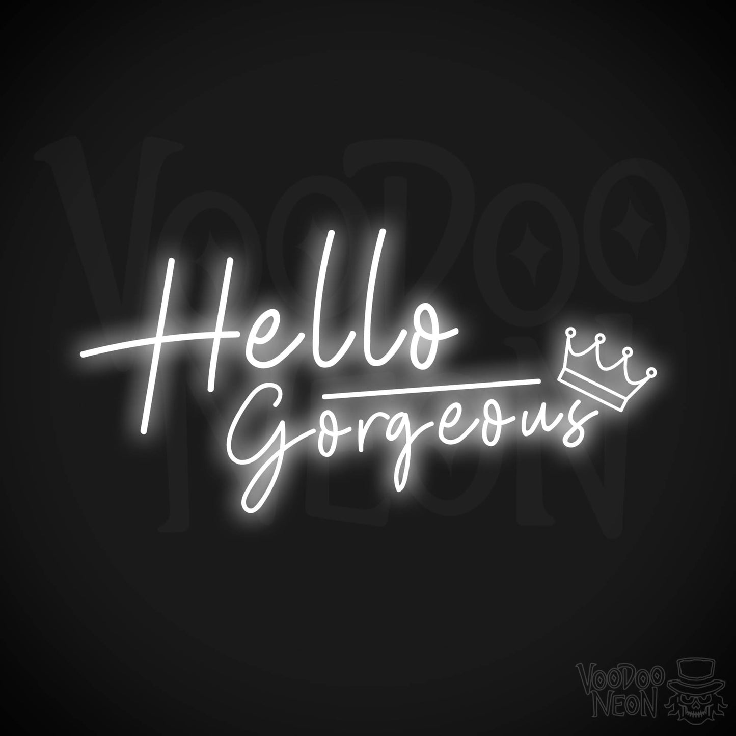 Hello Gorgeous Neon Sign - Neon Hello Gorgeous Wall Art - Color White