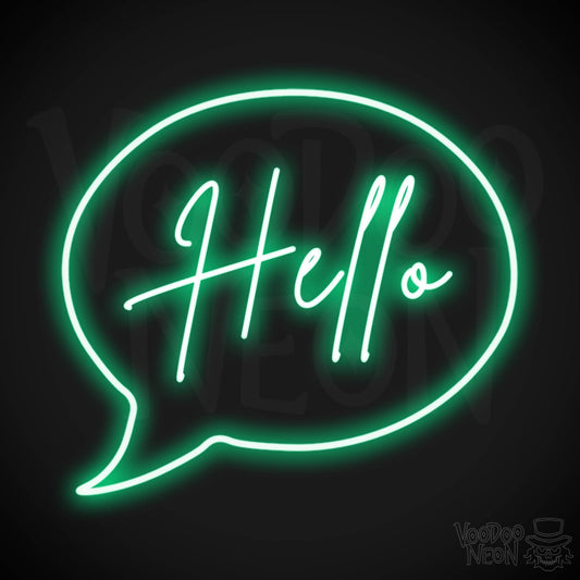 Hello Neon Sign - Neon Hello Sign - Hello Wall Art - Color Green