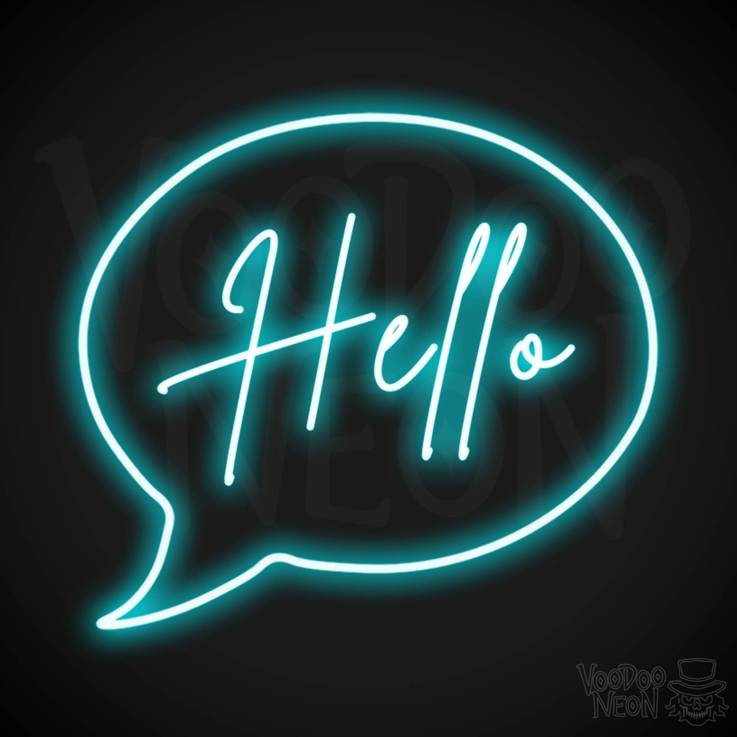 Hello Neon Sign - Neon Hello Sign - Hello Wall Art - Color Ice Blue