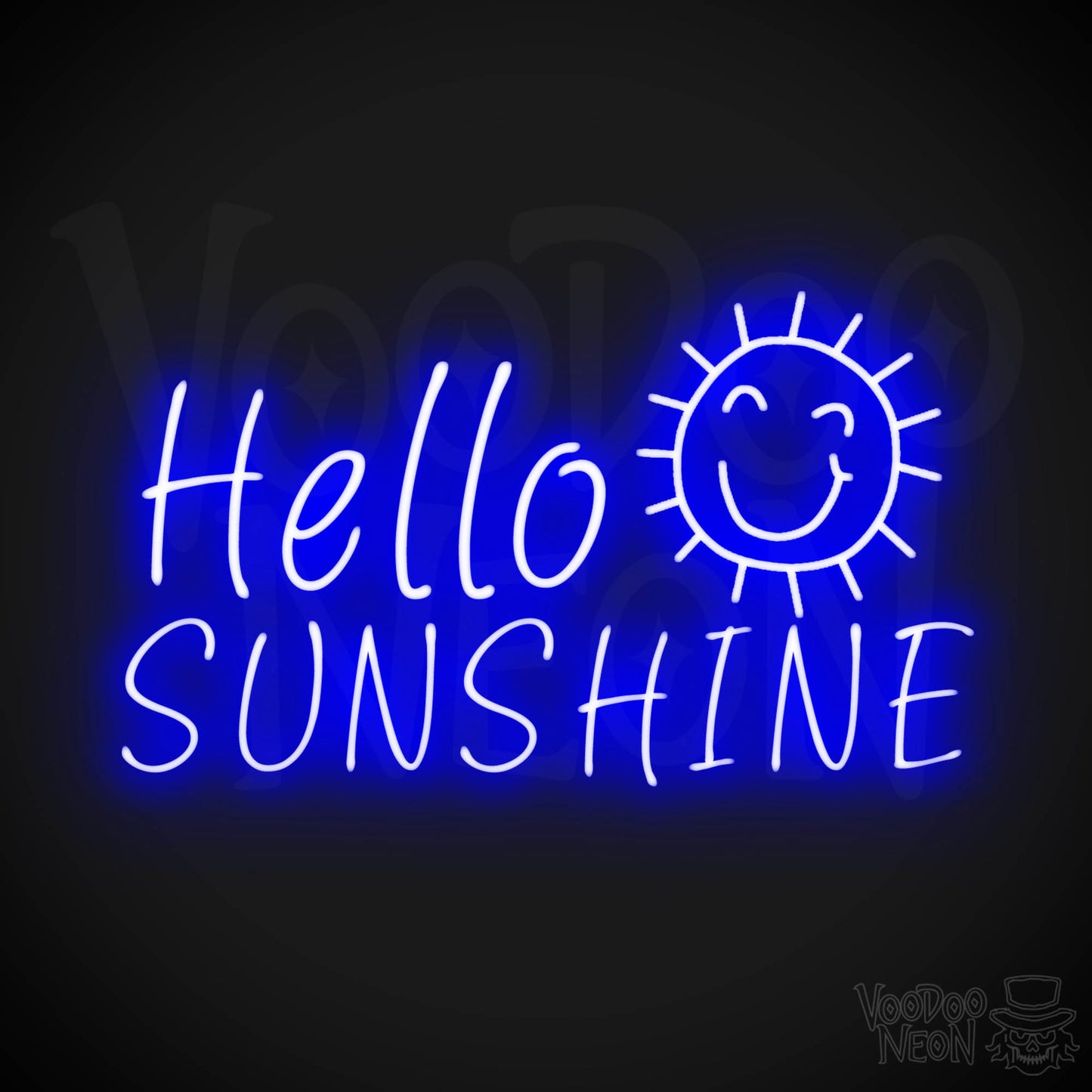 Hello Sunshine Neon Sign - Neon Hello Sunshine Sign - LED Wall Art - Color Dark Blue