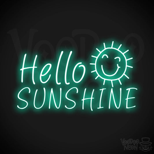 Hello Sunshine Neon Sign - Neon Hello Sunshine Sign - LED Wall Art - Color Light Green