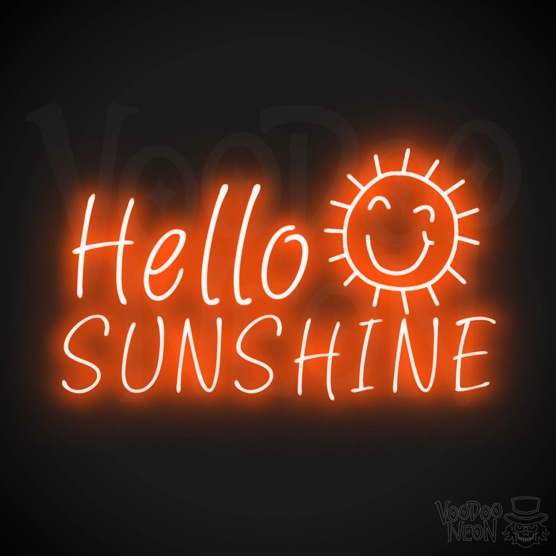 Hello Sunshine Neon Sign - Neon Hello Sunshine Sign - LED Wall Art - Color Orange