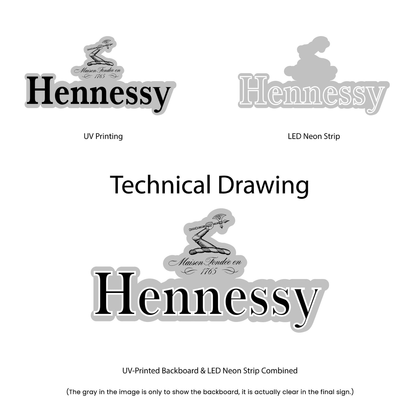 Hennessy neon sign - Technical Drawing