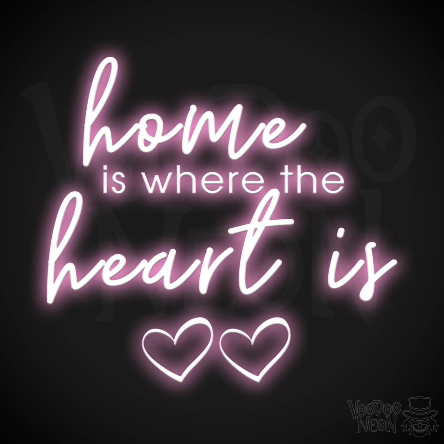Home Is Where The Heart Is Neon Sign - Home Is Where The Heart Is Sign - Color Light Pink