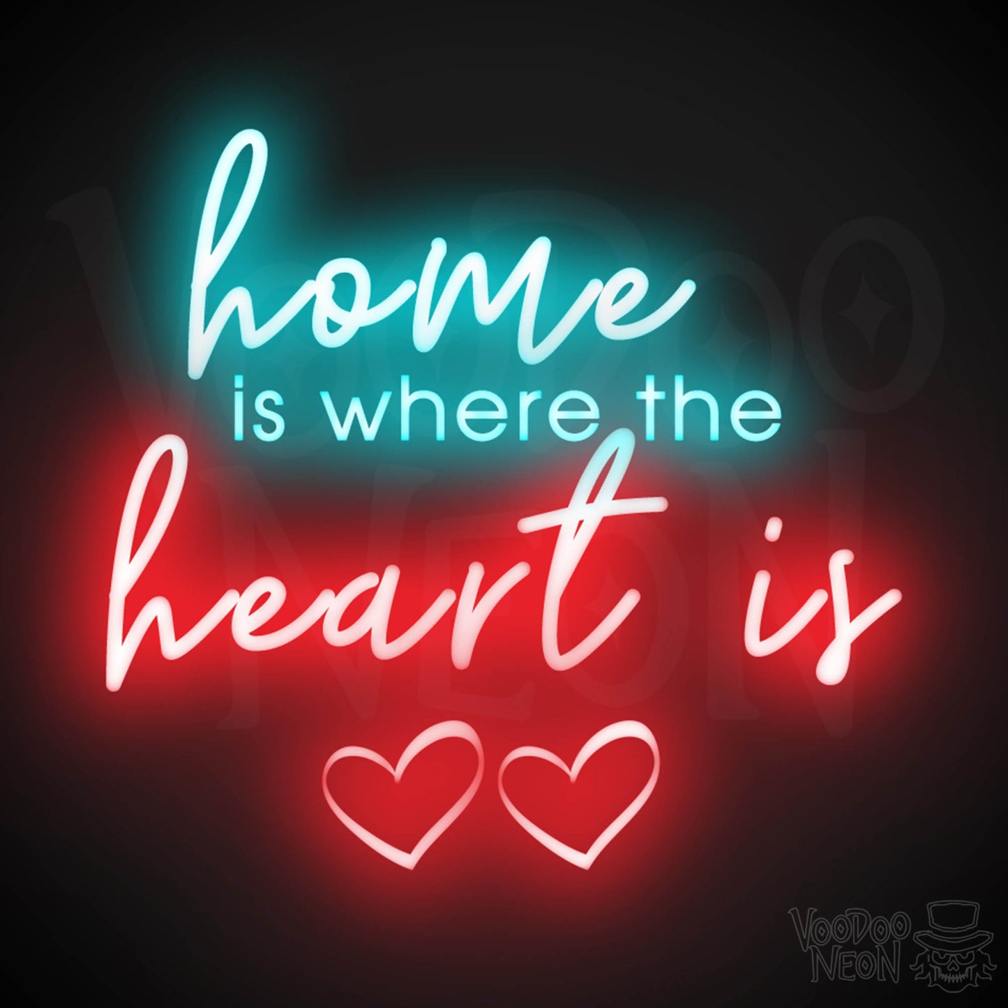 Home Is Where The Heart Is Neon Sign - Home Is Where The Heart Is Sign - Color Multi-Color
