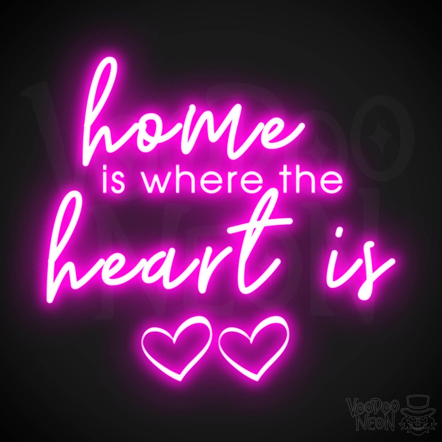 Home Is Where The Heart Is Neon Sign - Home Is Where The Heart Is Sign - Color Pink