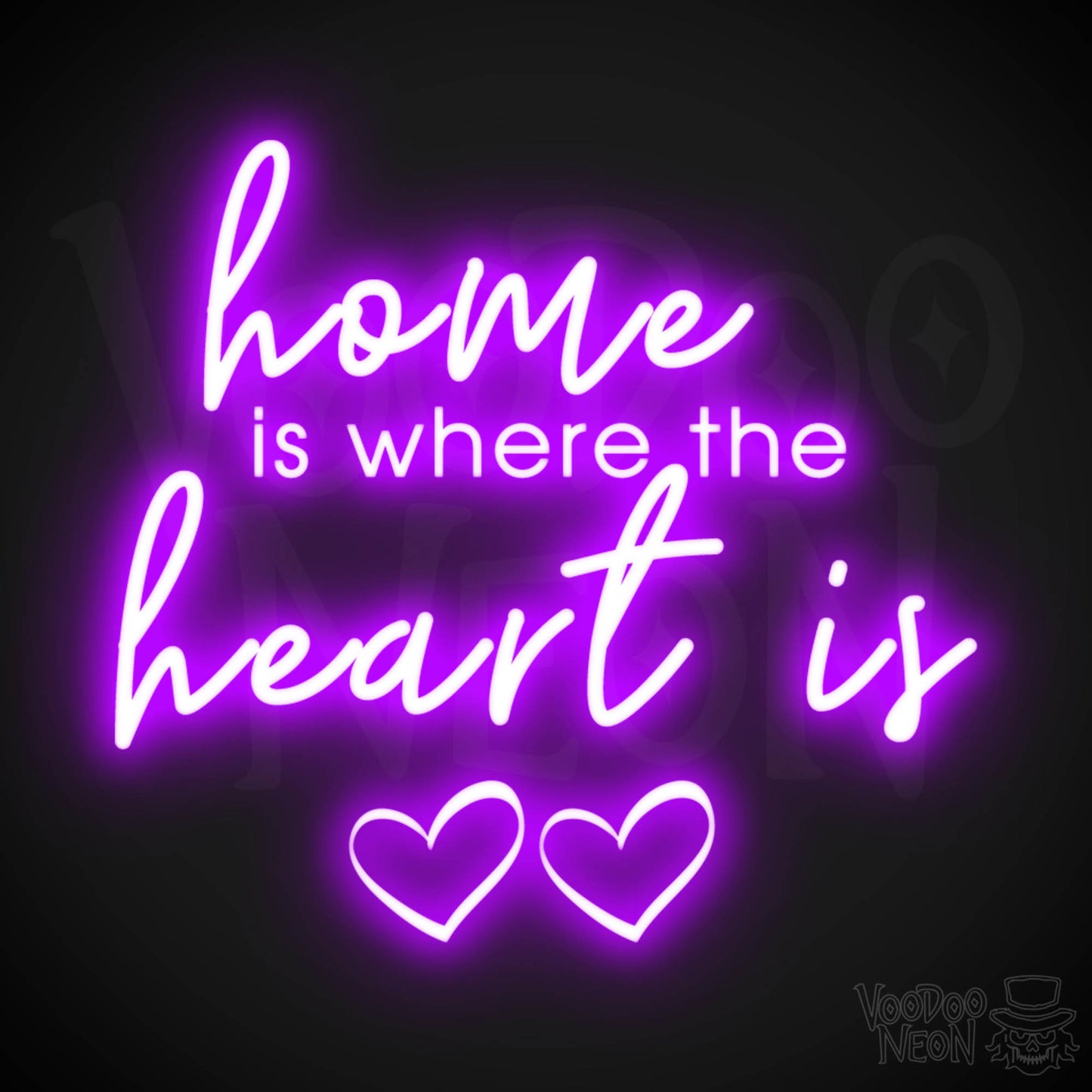 Home Is Where The Heart Is Neon Sign - Home Is Where The Heart Is Sign - Color Purple