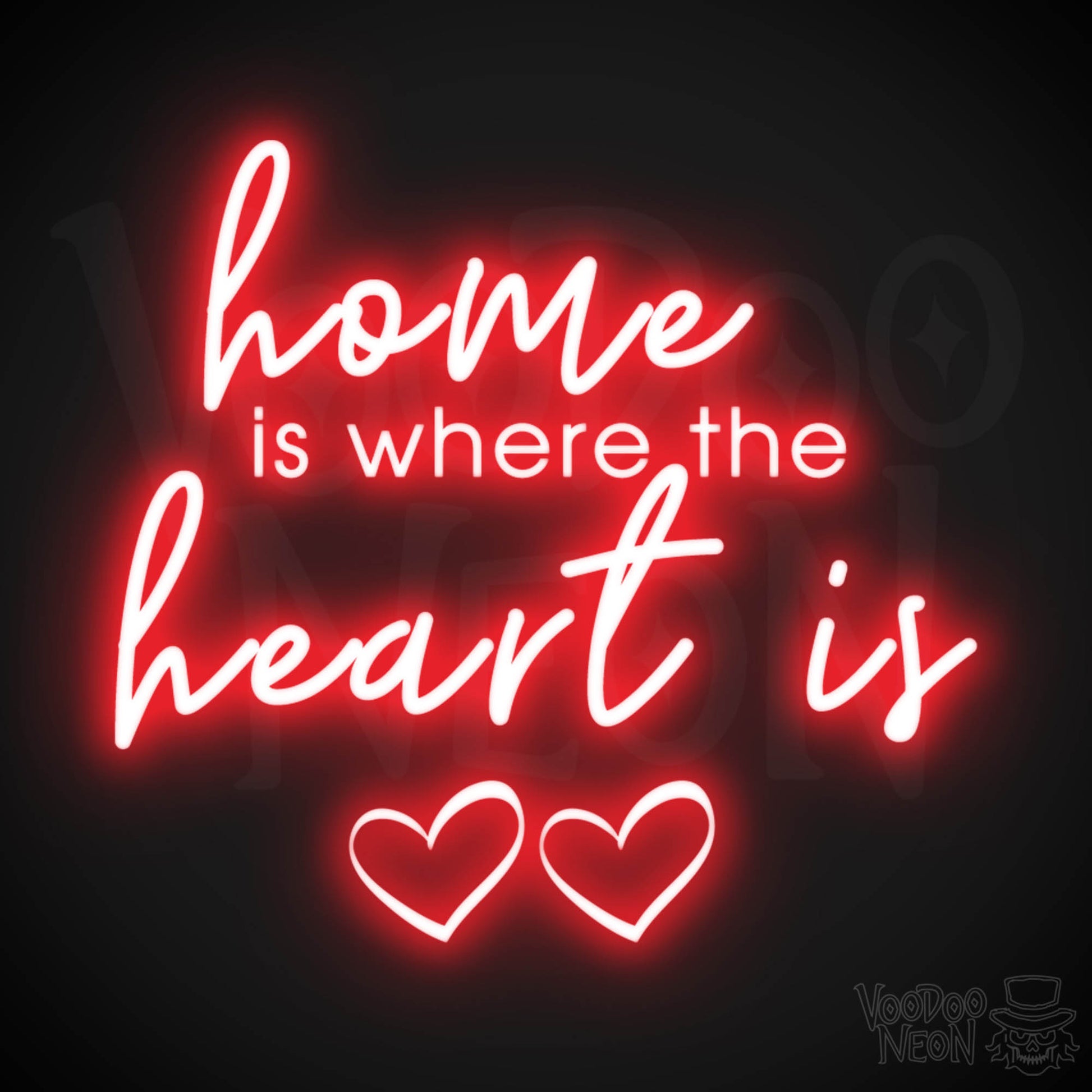 Home Is Where The Heart Is Neon Sign - Home Is Where The Heart Is Sign - Color Red