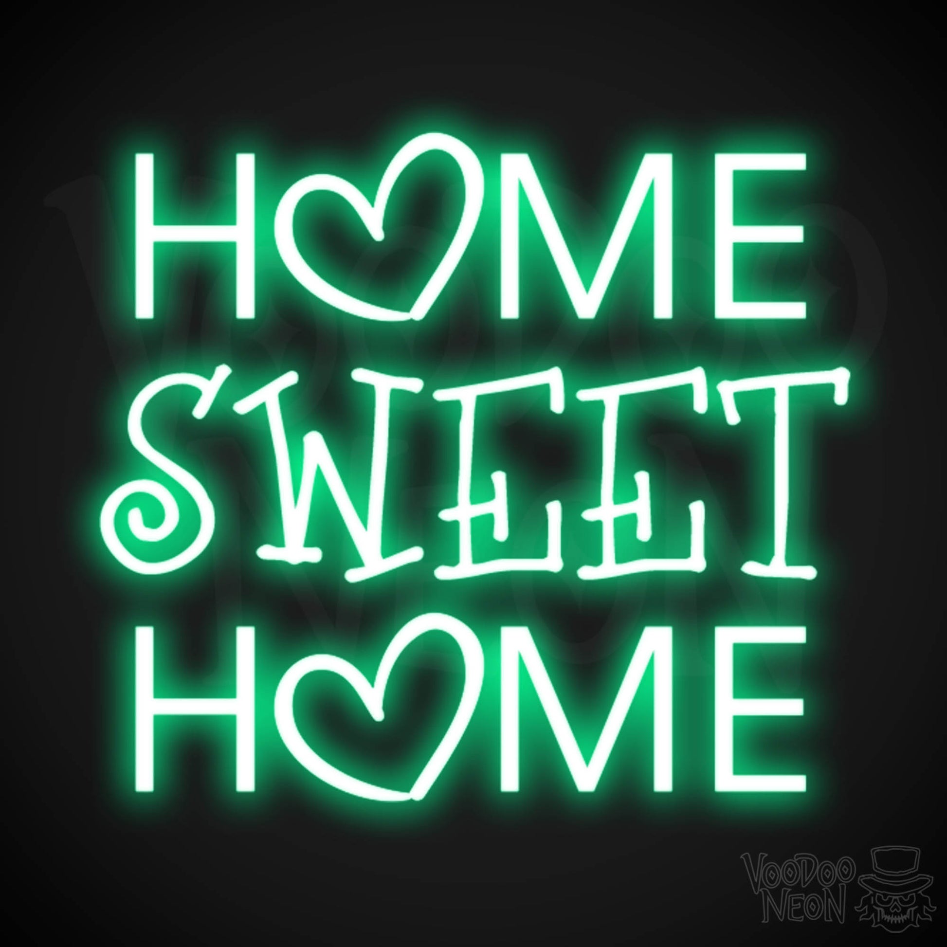 Home Sweet Home Neon Sign - Neon Home Sweet Home Sign - Wall Art - Color Green