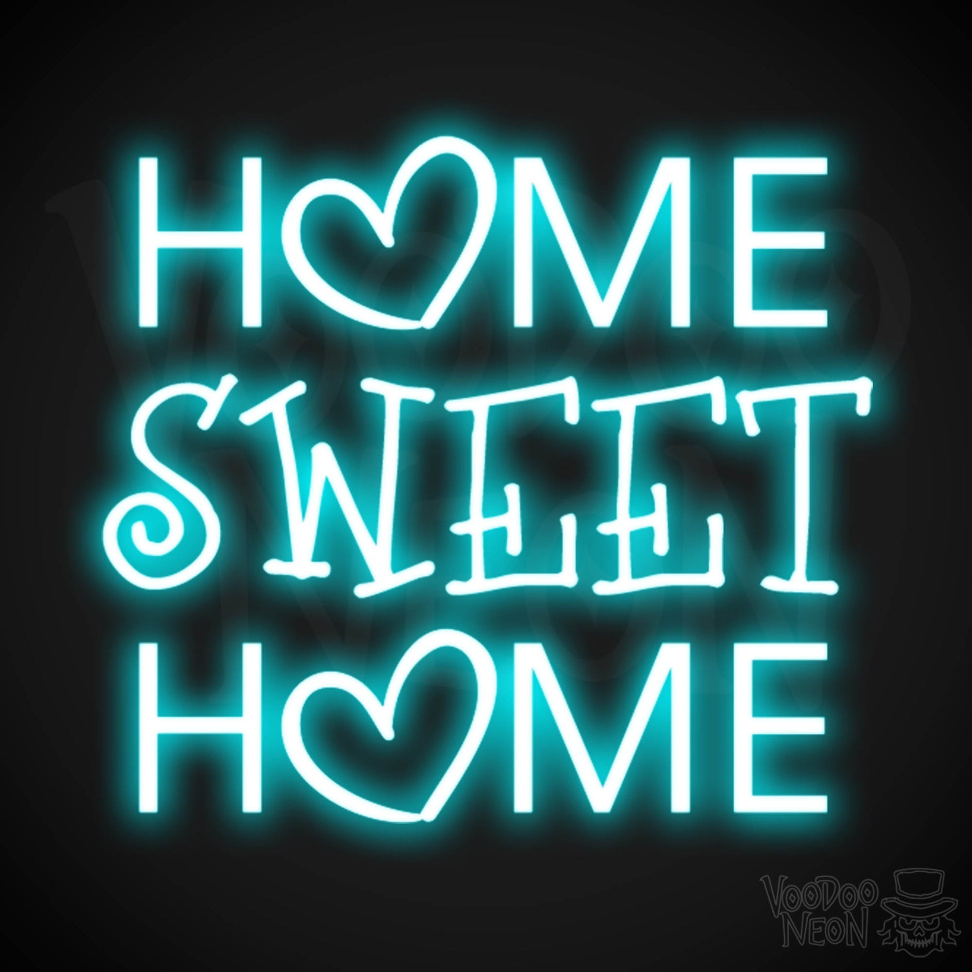 Home Sweet Home Neon Sign - Neon Home Sweet Home Sign - Wall Art - Color Ice Blue