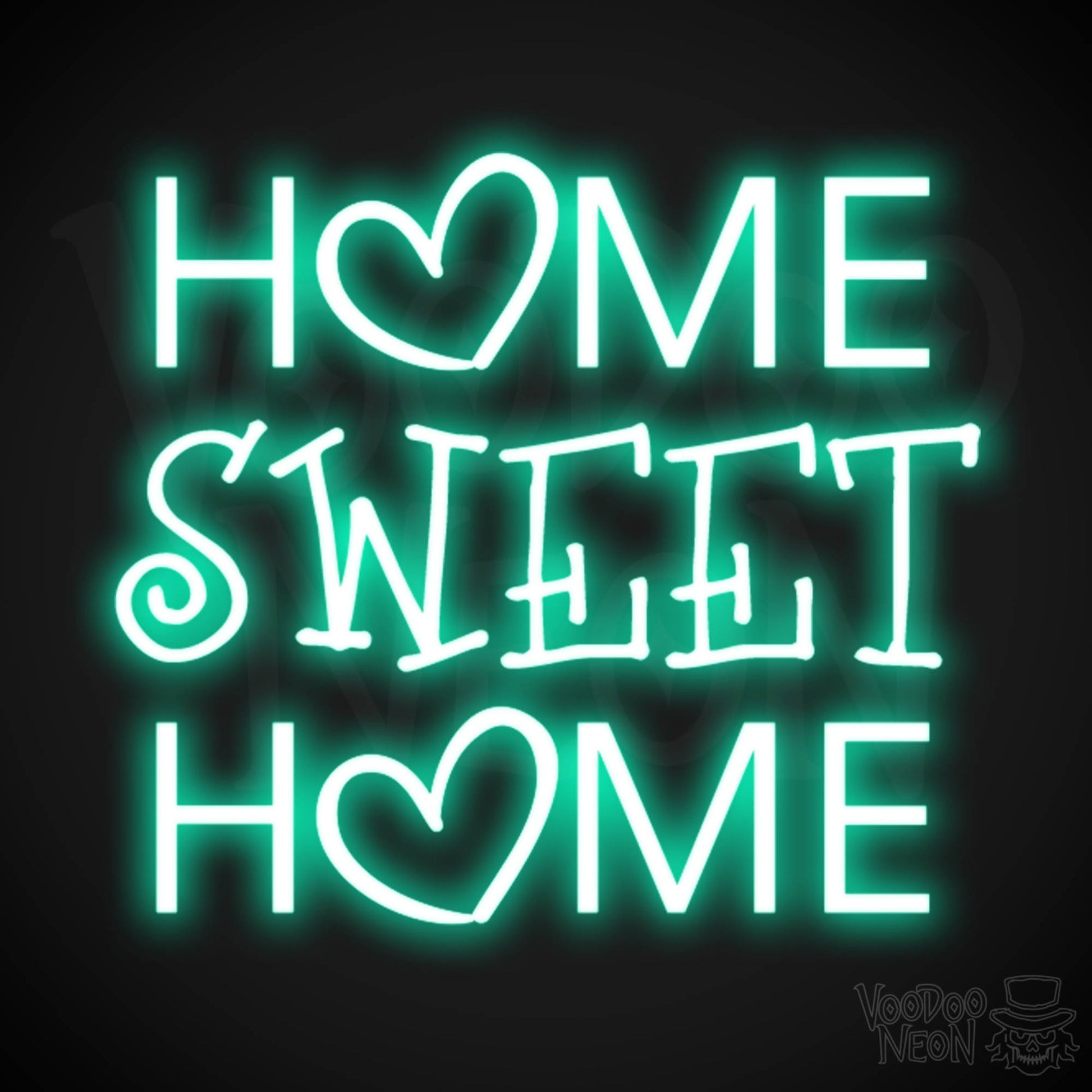 Home Sweet Home Neon Sign - Neon Home Sweet Home Sign - Wall Art - Color Light Green