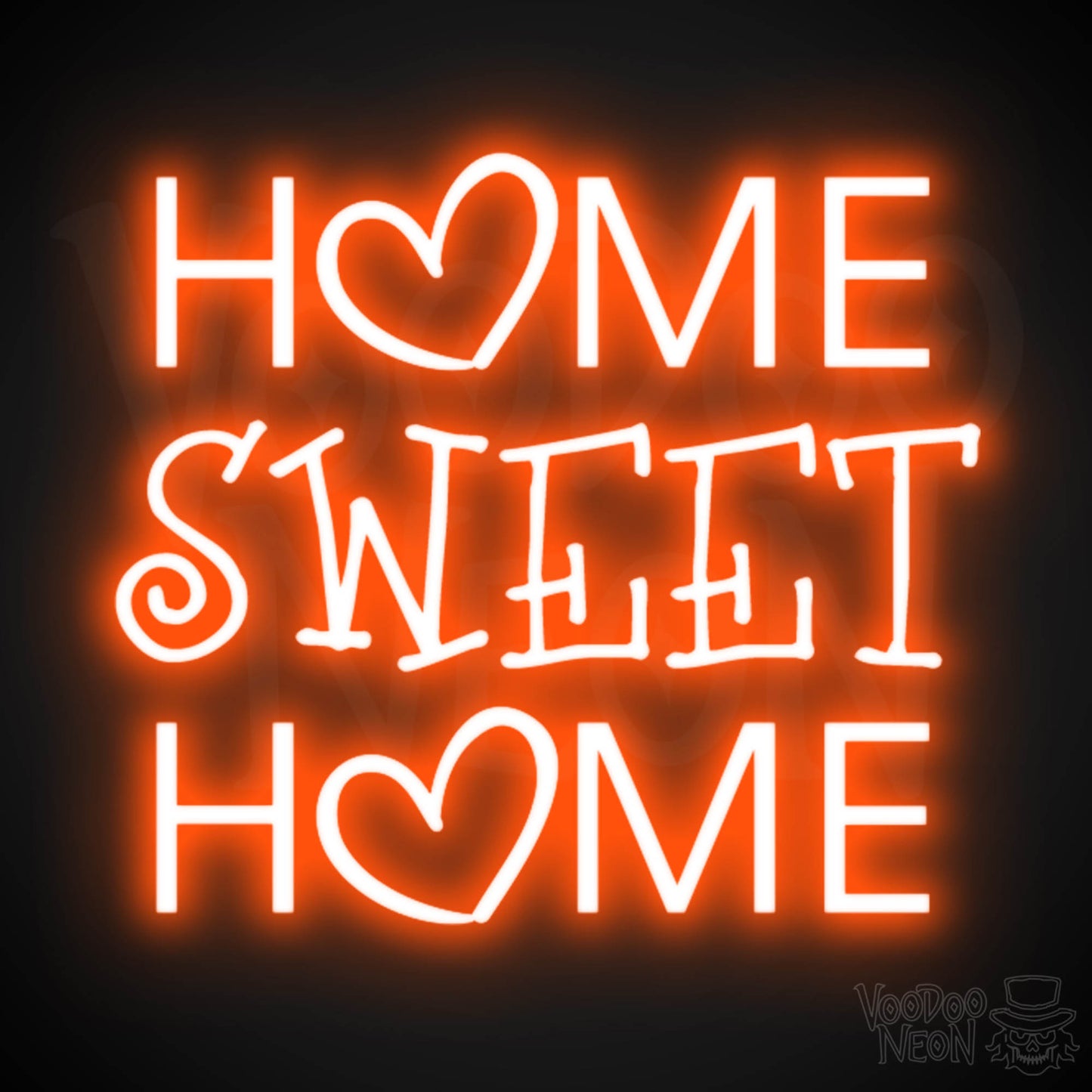 Home Sweet Home Neon Sign - Neon Home Sweet Home Sign - Wall Art - Color Orange