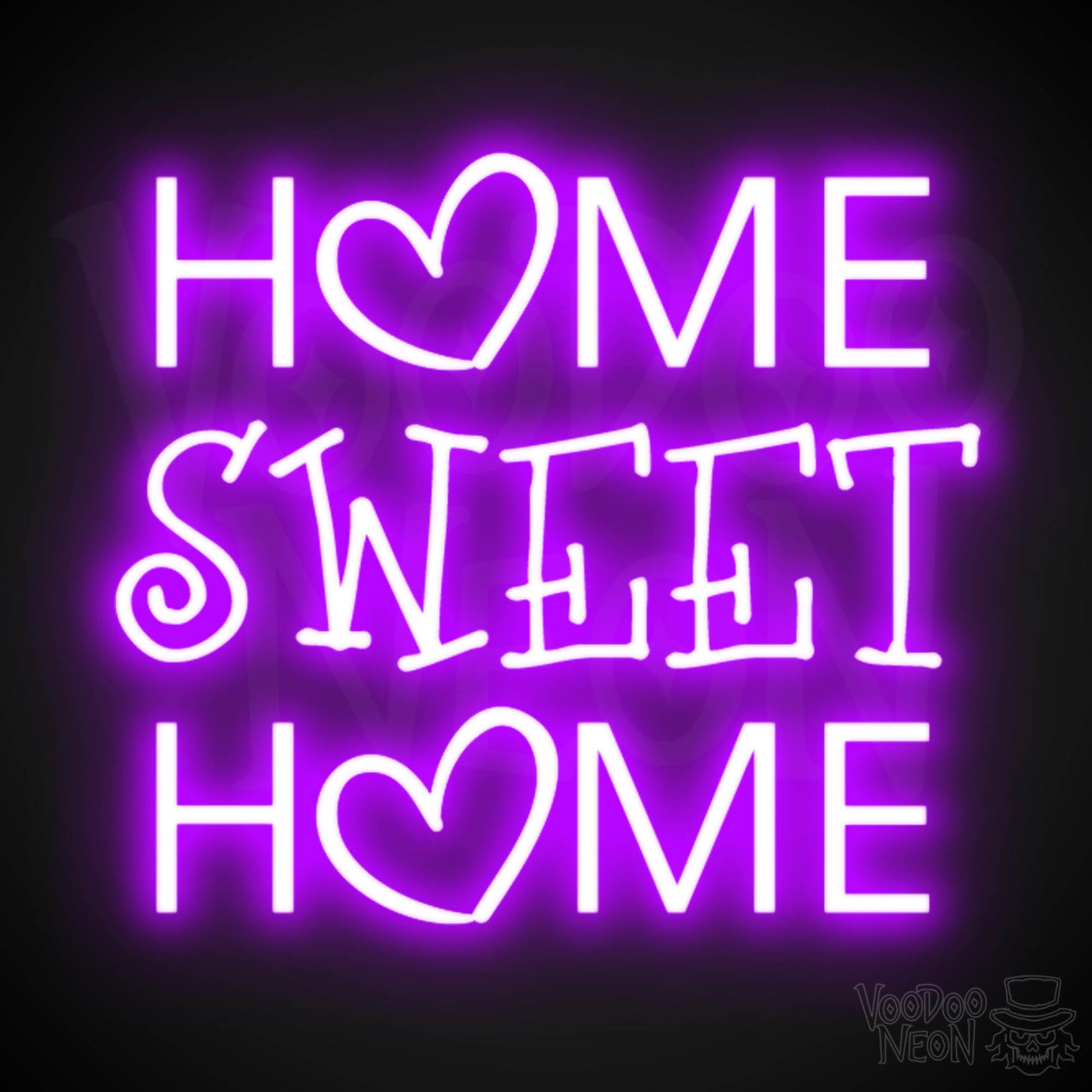 Home Sweet Home Neon Sign - Neon Home Sweet Home Sign - Wall Art - Color Purple